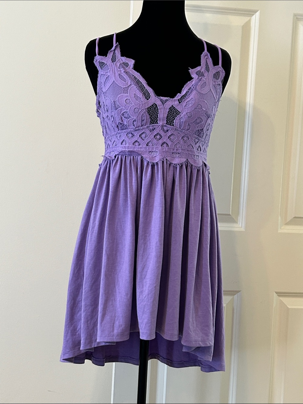 Zenana Lace-Trim Lavender Babydoll Chemise Tunic Top